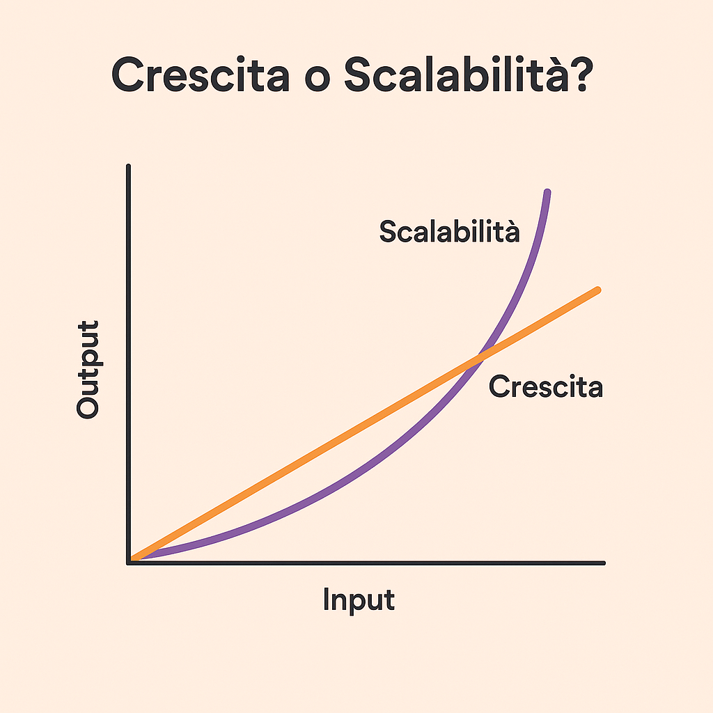 A curve showing the graphic difference between scalability and growth
